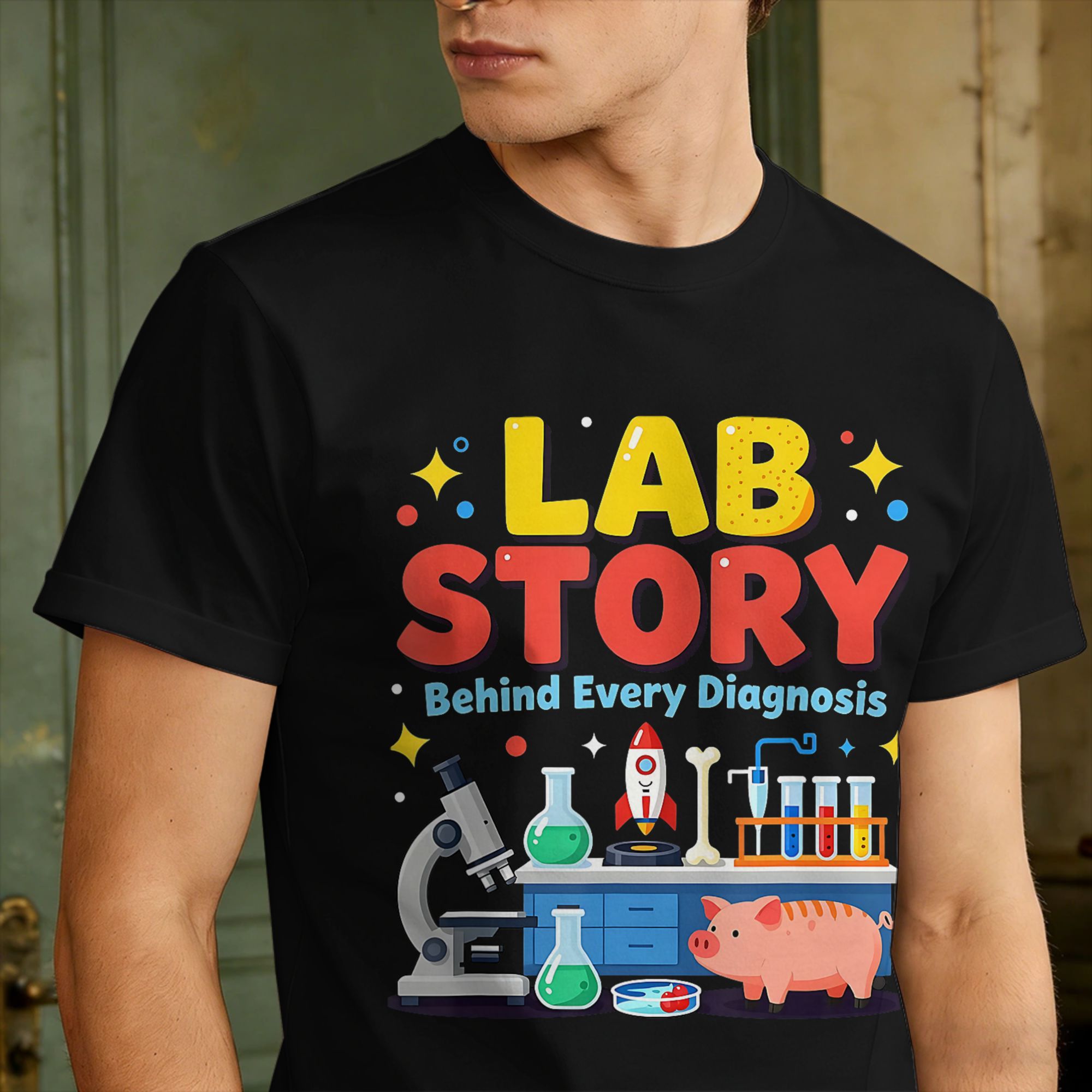 تي شيرت رجالي من القطن بأكمام  - مراجعة Medical Laboratory Technician وسعره
